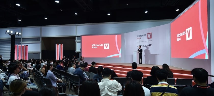 Speaker on stage at Vitafoods Asia