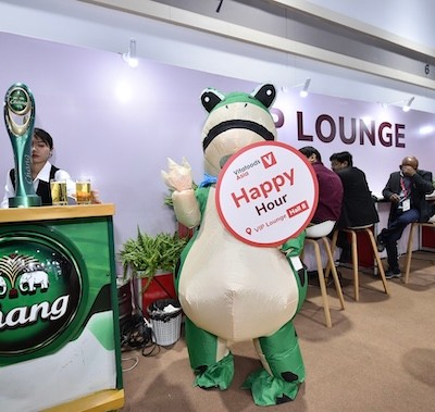 Mascot at the bar at Vitafoods Asia